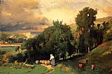 George Inness Famous Paintings - Hillside at Etretet